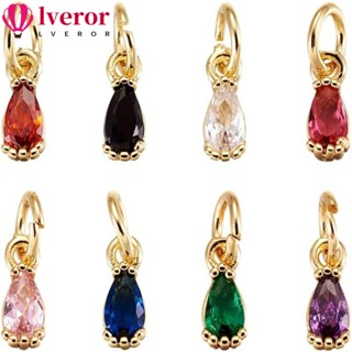 Lveror จี้คริสตัล รูปหยดน้ําตา ประดับเพทาย สีเหลือง สีแดง สีดํา สีขาว สีชมพู สําหรับทําเครื่องประดับ