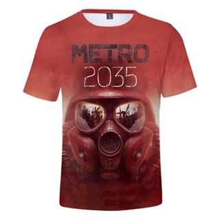 เสื้อยืดคอกลม พิมพ์ลายเกม Metro Exodus สไตล์ฮาราจูกุ