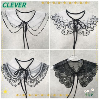 Clever ปกตุ๊กตาปลอม แต่งลูกไม้น่ารัก ถอดออกได้ สีขาว สําหรับผู้หญิง