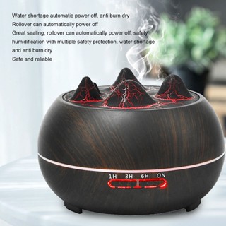 Home&amp;Gardening Flaming Mountain Humidifier Mini Essential Oil Diffuser น้ำมันหอมระเหยสำหรับสำนักงาน 100 ถึง 240V สีดำ Grain