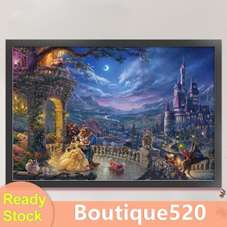 [boutique520.th] ด้ายผ้าฝ้าย 18CT พิมพ์ลาย Beauty and Beast ขนาด 70x50 ซม. สําหรับปักครอสสติตช์