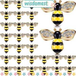 WISDOMEST จี้รูปผึ้ง ประดับพลอยเทียม 17x24 มม. สําหรับตกแต่งบ้าน 50 ชิ้น