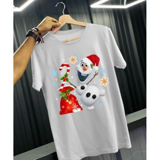 เสื้อเลือกตั้ง เสื้อยืดคอกลม พิมพ์ลายการ์ตูนคริสต์มาส OLAF MERRY CHRISTMAS น่ารัก สําหรับผู้ใหญ่