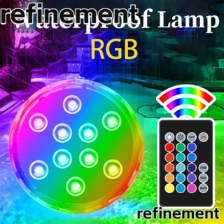 Refinement โคมไฟลอยน้ํา LED IP68 กันน้ํา หลากสี พร้อมรีโมตคอนโทรล สําหรับสระว่ายน้ํา กลางแจ้ง