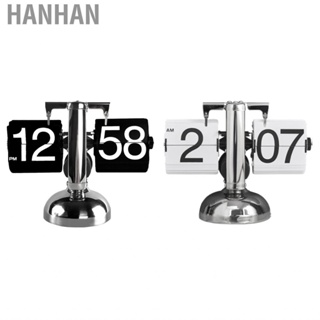 Hanhan Retro Digital Flip Down Clock Steel Minimalist Single Foot Mechanical Auto Desk for Home Office Decoration