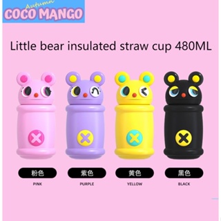 Coco MANGO กระติกน้ําร้อน แบบพกพา ลายหมีน่ารัก สําหรับเด็กผู้หญิง นักเรียนประถม