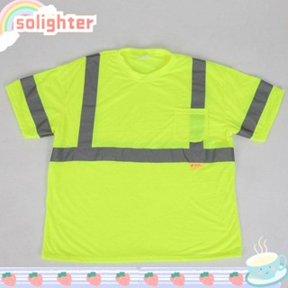 SOLIGHTER เสื้อกั๊กแขนสั้น สะท้อนแสง เพื่อความปลอดภัย สีเหลือง ไซซ์เดียว สําหรับก่อสร้าง