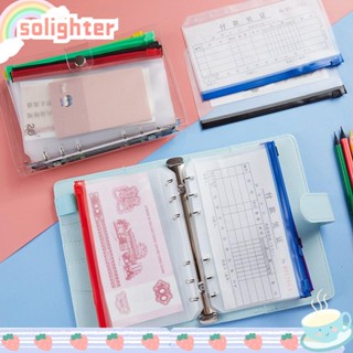 Solighter กระเป๋าเอกสาร PVC กันน้ํา ทรงหลวม 6 ห่วง