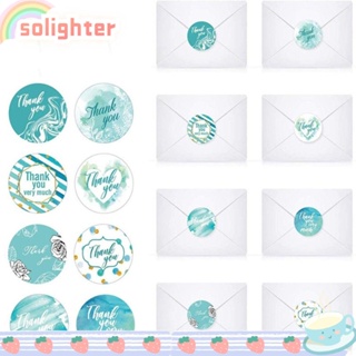 Solighter สติกเกอร์ฉลาก ลาย Thank You สีฟ้าน้ํา มีกาวในตัว แฮนด์เมด 1.5 นิ้ว สําหรับติดซองจดหมาย งานปาร์ตี้