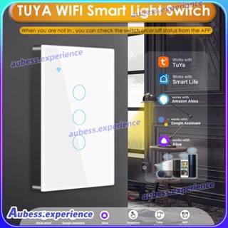 1/2/3/4gang Tuya Wifi สมาร์ทสวิทช์ Home Light ปุ่มการตั้งค่า 3 วิธีการควบคุม App/เสียง/touch Experth