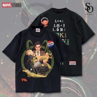 SO.BEST เสื้อยืด Marvel LOKI Rare Special Cotton กลับตะเข็บ ลิขสิทธิ์แท้มาร์เวล / ผ้าสีเทาดำ สกรีนหน้า-หลัง