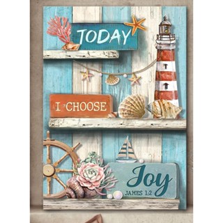 โปสเตอร์ผ้าใบ รูปเปลือกหอย ประภาคาร Today I Choose Joy Jesus สําหรับตกแต่งผนังบ้าน