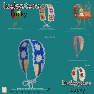 Lucky ที่คาดผม ผ้าถักโครเชต์ ลายดอกเดซี่น้อย ทรงสามเหลี่ยม Y2k แฮนด์เมด สําหรับเด็กผู้หญิง