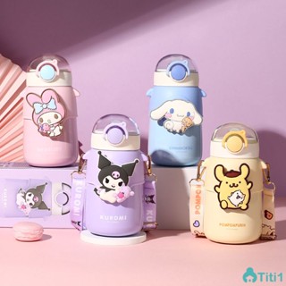 Sanrio 570ml ถ้วยเก็บความร้อน Koromi ถ้วยประกันเด็กถ้วยสแตนเลสเด็กหมวกฟางกระติกน้ำร้อน TH1