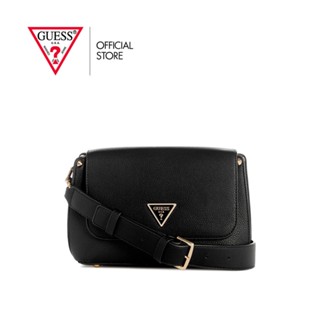 GUESS กระเป๋าสะพายผู้หญิง รุ่น BG877819 MERIDIAN FLAP SHOULDER BAG สีดำ