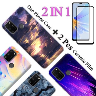 2 IN 1 Honor 9A เคสโทรศัพท์ น่ารัก พร้อมหน้าจอเซรามิค โค้งสองชิ้น