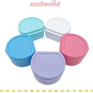 Suchenhd กล่องพลาสติก แบบพกพา หลายสี สําหรับใส่ฟันปลอม ผู้หญิง ผู้ชาย