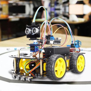 4wd ชุดหุ่นยนต์สตาร์ทรถยนต์อัจฉริยะ DIY สําหรับ Arduino [Missece.th]