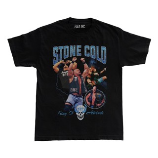 ดีมาก T-shirt  เสื้อยืด พิมพ์ลาย Stone Cold Steve Austin WWE King of Attitude โอเวอร์ไซซ์ สไตล์วินเทจS-5XL