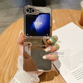 เคสโทรศัพท์มือถือ Pc แบบแข็ง ชุบไฟฟ้า พร้อมกระจกแต่งหน้า สําหรับ Samsung Galaxy Z Flip 5 Z Flip 4 3