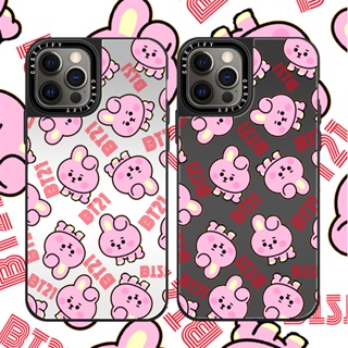 Casetify X BT21 เคสโทรศัพท์มือถือ PC แข็ง กันกระแทก ลายกระต่าย สีดํา สีเงิน สําหรับ iPhone 15 14 13 12 11 Pro MAX IX XS MAX XR 6 6s 7 8 Plus