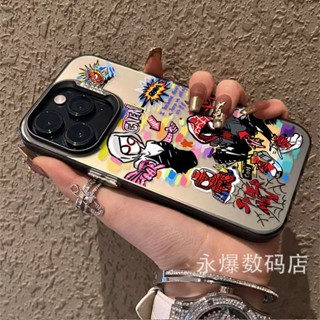 เคสโทรศัพท์มือถือ แบบนิ่ม ลายกราฟฟิตี้สไปเดอร์แมน ชุบไฟฟ้า สําหรับ Apple Iphone 14promax 13pro 12 11 7p AX9E