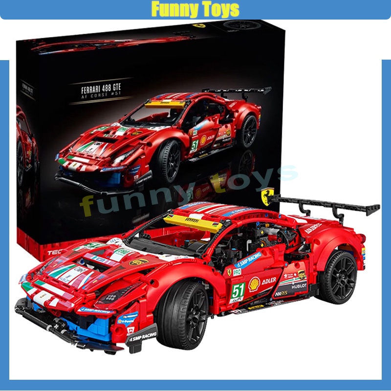 คอร์สเครื่องจักร 42125 Ferrari 488 GTE 'AF #51บล็อคตัวต่อ ของเล่นเสริมการศึกษา สําหรับเด็ก และผู้ใหญ่