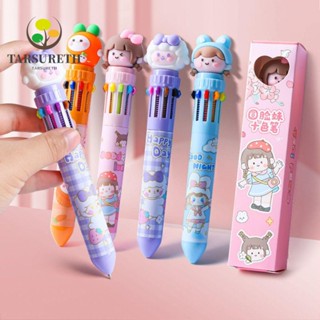 Tarsureth ปากกาลูกลื่น 10 สี 10 สี อเนกประสงค์ เครื่องเขียน 2 ชิ้น