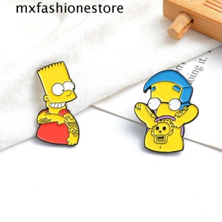 Mxfashione Meme Milhouse Bart เข็มกลัดกระเป๋าเป้สะพายหลังน่ารักคลาสสิกตัวละครคอปกเข็มกลัดของขวัญสําหรับผู้หญิง Simpson Enamel Pin