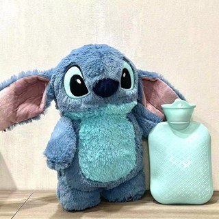 ขวดน้ําร้อน ผ้ากํามะหยี่ขนนิ่ม ขนาดใหญ่ ลายการ์ตูน Lilo &amp; Stitch เหมาะกับของขวัญฤดูหนาว สําหรับเด็กผู้หญิง