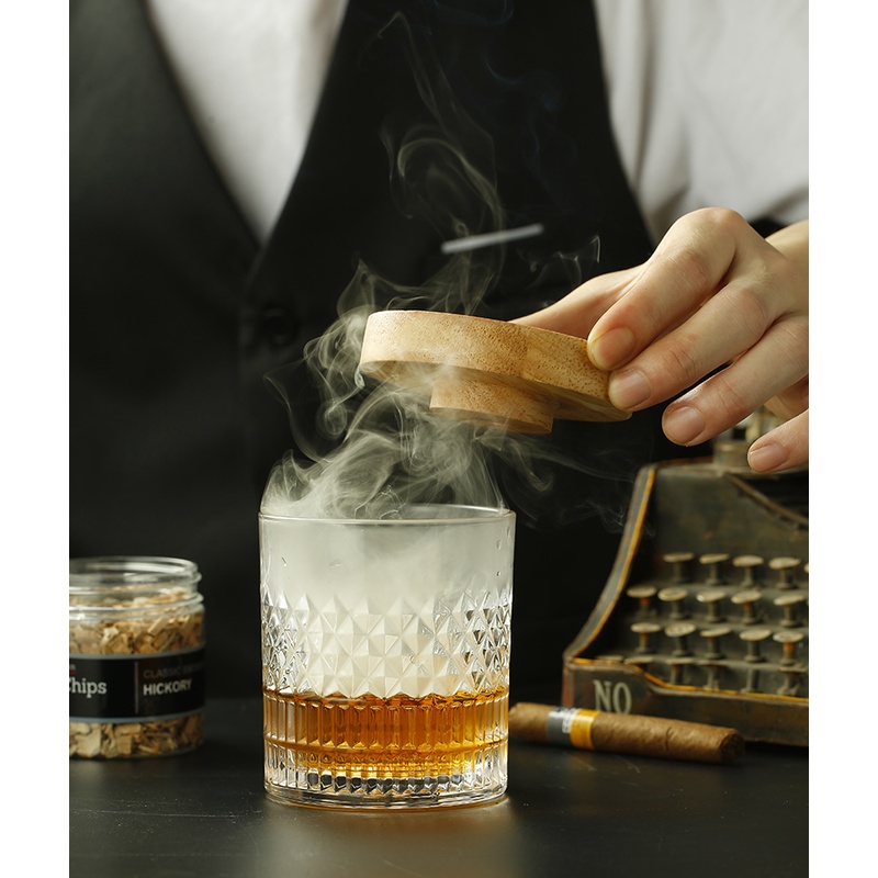 Whiskey & Bourbon Cocktail Smoker Kit,Old Fashioned Chimney Drink Smoker Accessories for Infuse Cock