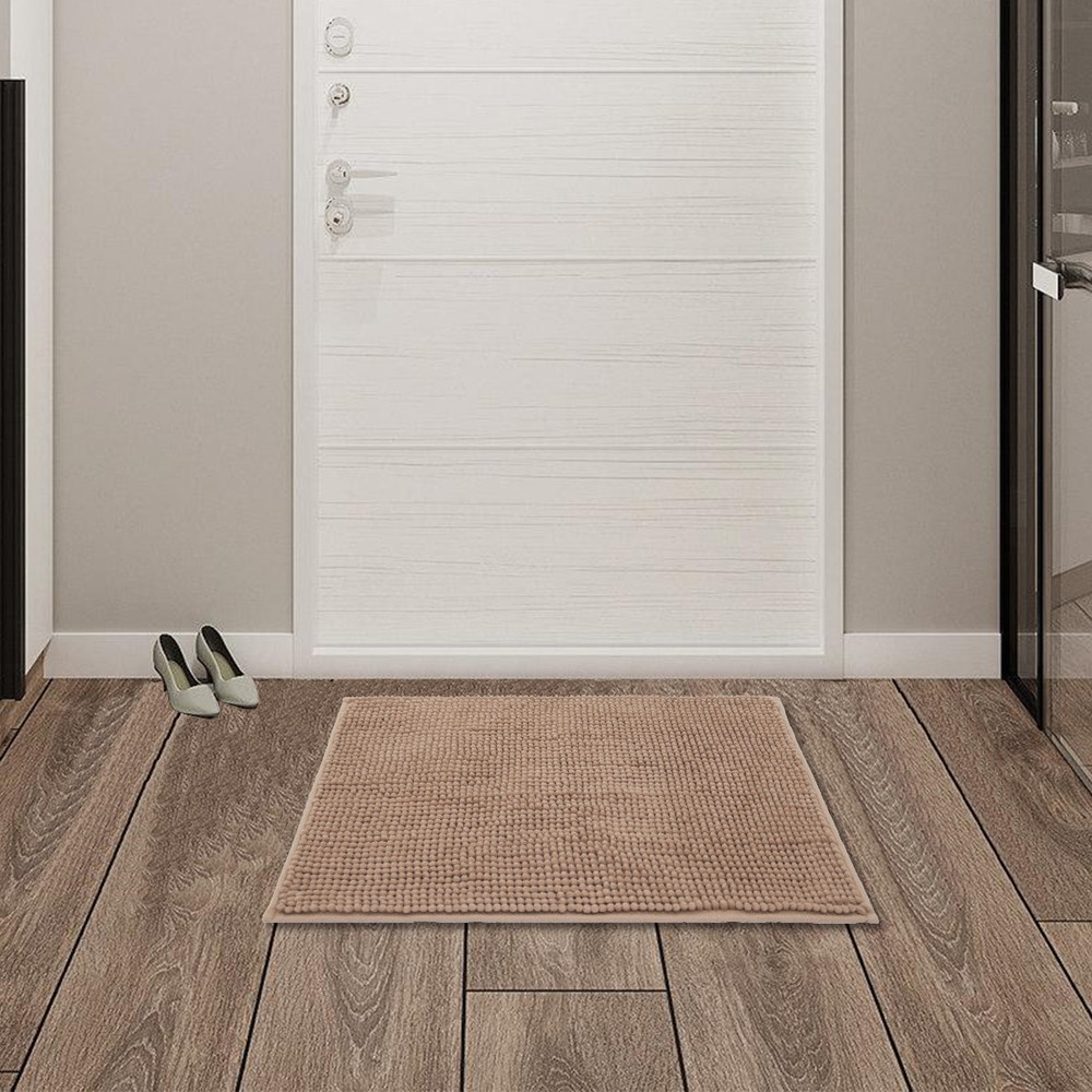 GlobalHouse COZY พรมเช็ดเท้าขนนุ่ม รุ่น MIKA04 ขนาด 40×60×1.1ซม. สีกากี สินค้าของแท้คุณภาพดี