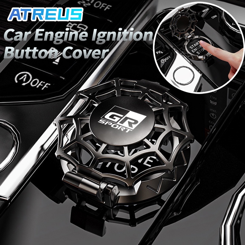 Toyota GR ฝาครอบปุ่มสตาร์ทรถยนต์ ฝาครอบปุ่มสตาร์ทเครื่องยนต์ มนุษย์แมงมุม ปุ่มสตาร์ท รถยนต์ สําหรับ Toyota Prius Fortuner Corolla Cross CHR Camry Wish Vios Veloz Estima Sienta Yaris Ativ Altis Sienta bZ4X Hiace Hilux Revo