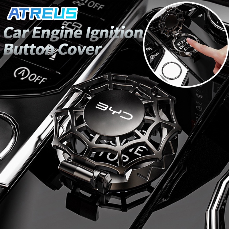 BYD Atto 3 Dolphin Seal U ฝาครอบปุ่มสตาร์ทรถยนต์ ฝาครอบปุ่มสตาร์ทเครื่องยนต์ มนุษย์แมงมุม ปุ่มสตาร์ท รถยนต์ สําหรับ BYD Atto3 Yuan Plus Atto 4 Han EV