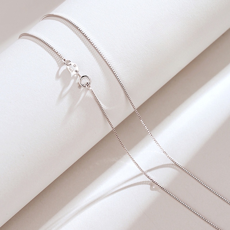 Roselife สร้อยคอโซ่เงิน S925 จี้รูปกล่องธรรมดา กันแพ้ เครื่องประดับ สําหรับผู้หญิง และผู้ชาย - รูปที่ 5