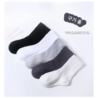 ถุงเท้ากีฬา ผ้าฝ้าย แบบนิ่ม ระบายอากาศได้ดี สีเทา สีดํา สีขาว สําหรับเด็กผู้ชาย และเด็กผู้หญิง อายุ 1-12 ปี