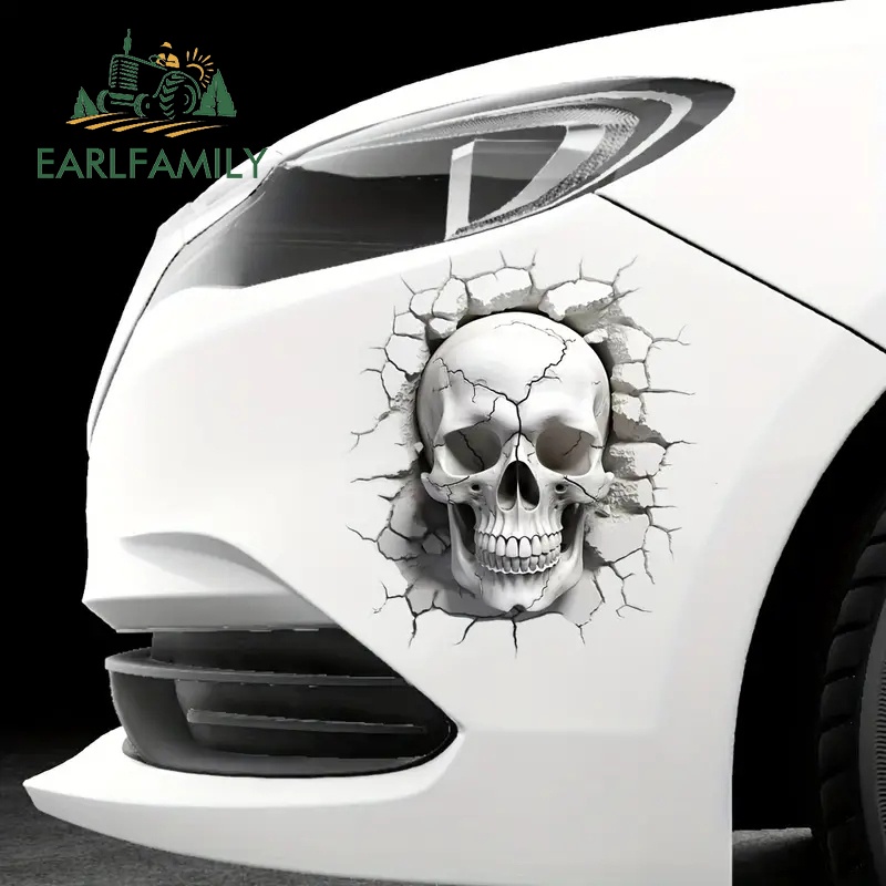 Earlfamily สติกเกอร์ ลายกะโหลก กันน้ํา ขนาด 13 ซม. สําหรับตกแต่งรถยนต์ รถจักรยานยนต์ โน๊ตบุ๊ค