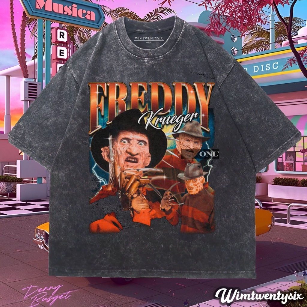 Wimtwentysix freddy krueger bootleg mix เสื้อยืดซักผ้าหลายโอเวอร์ไซส์ | เสื้อยืดวินเทจ
