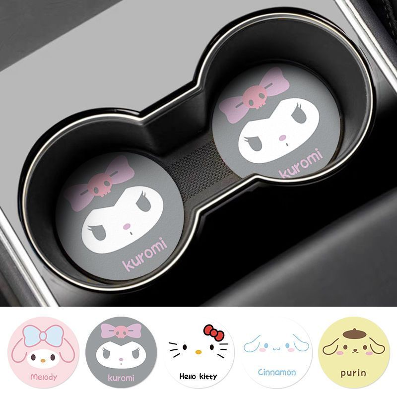 ชุดที่รองแก้วในรถยนต์ Kuromi Sanrio 2 ชิ้น