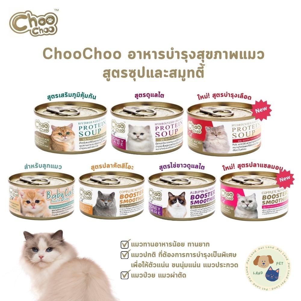 Choochoo ซุปสกัดเข้มข้น บำรุงแมว ซุปปลา ซุปไก่ สมูทตี้