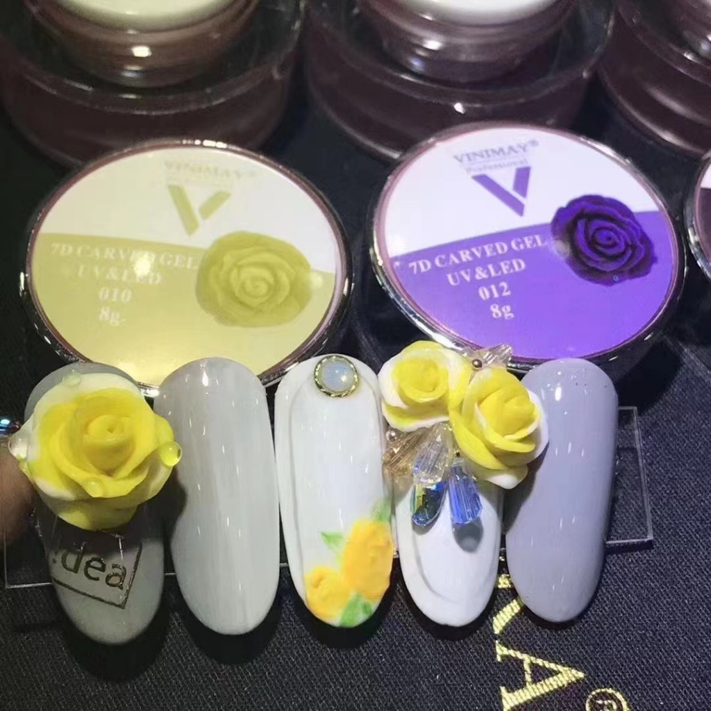 VINIMAY 3D Gel 24color Nails 3D 4D gel 1btl 8g โคลนเรซิ่นการสร้างแบบจําลองบรรเทาแกะสลักเจล 美甲花胶3D立体胶
