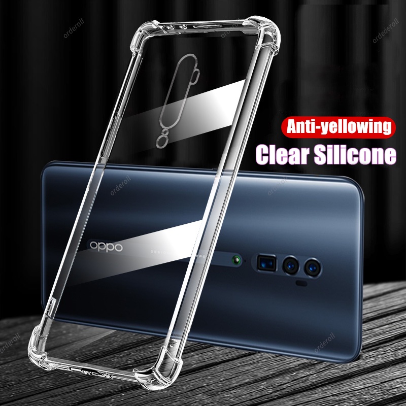 สําหรับ OPPO Reno 10X ซูม 6.6 นิ้ว CPH1919 ซิลิโคนเหลวใสแบบยืดหยุ่น Anti-Yellowing ฝาหลัง 4 มุมเคสเยลลี่