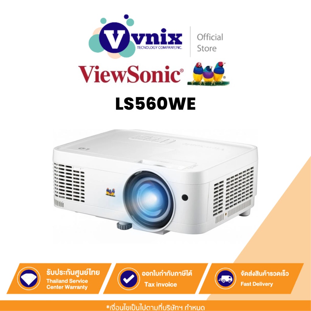 VIEWSONIC LS560WE 3,200 ANSI Lumens WXGA Short Throw LED Business/Education Projector By Vnix Group