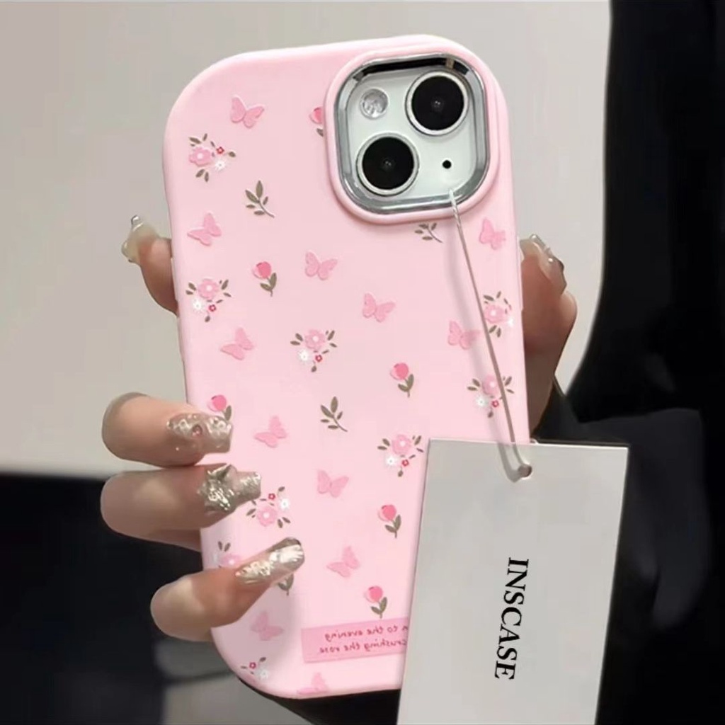 เคสโทรศัพท์มือถือ กันกระแทก ลายดอกไม้ สีชมพู ไฮเอนด์ 12 นิ้ว สําหรับ Apple Iphone 11 13 14elSpromax 9IV1