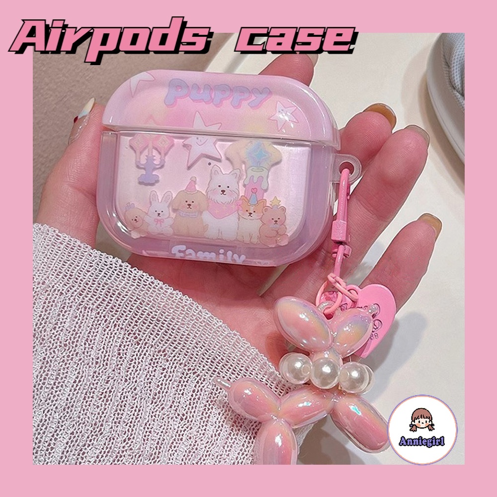 เคสหูฟังบลูทูธไร้สาย กันหล่น ลายลูกสุนัข สีชมพู สไตล์เกาหลี สําหรับ Airpods 1 2 3 Airpod Pro 2