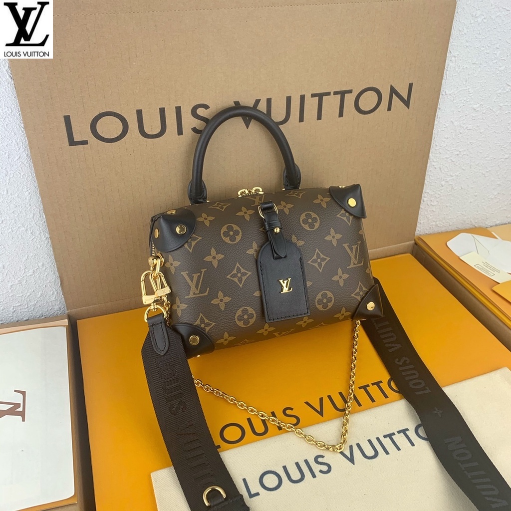 หลุยส์วิตตอง Louis Vuitton กระเป๋าถือ lv รุ่น m45571 สีดำ petite malle souple ทำจากกระเป๋าสะพาย monogram bags cb5j