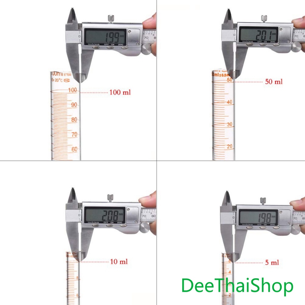 DeeThai กระบอกตวง การตวงปริมาตร ชนิดแก้ว ขนาด 5/10/25/50/100 ml Glass measuring cylinder - รูปที่ 3