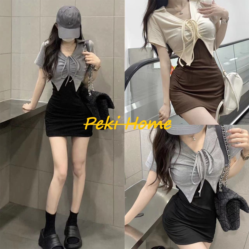 กระโปรงสั้น แต่งตัว dress กระโปรงทรงเอ สไตล์เกาหลี