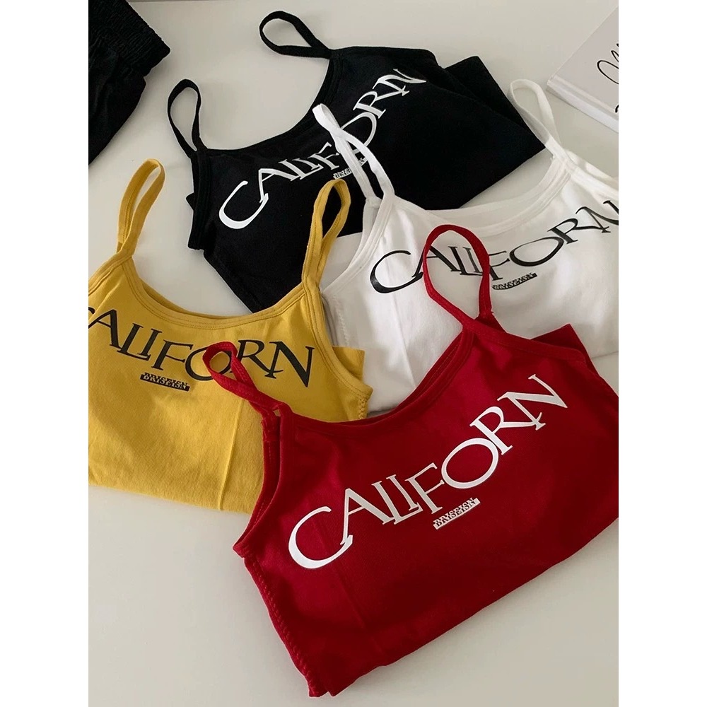 ⭐️Cynthia_shop⭐️เสื้อสายเดี่ยว ทรงเข้ารูป ทรงครอป สกีนลายอักษรด้านหน้า มีฟองน้ำในตัว ผ้ายืด งานน่ารัก #J664 - รูปที่ 4