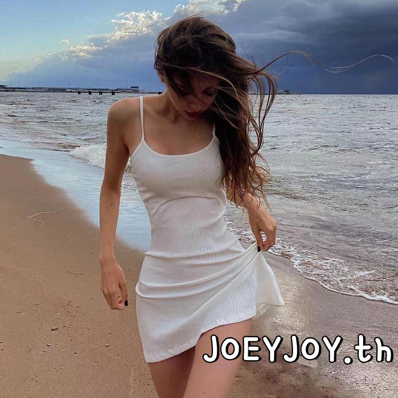 Joeyjoy-ผู้หญิงมินิbodyconชุดสีทึบribbedแขนกุดสลิงbacklessห่อสะโพกชุดสําหรับวันหยุดชายหาด